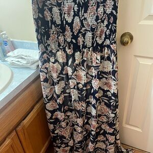 Floral Print Women's Strapless Top Skirt